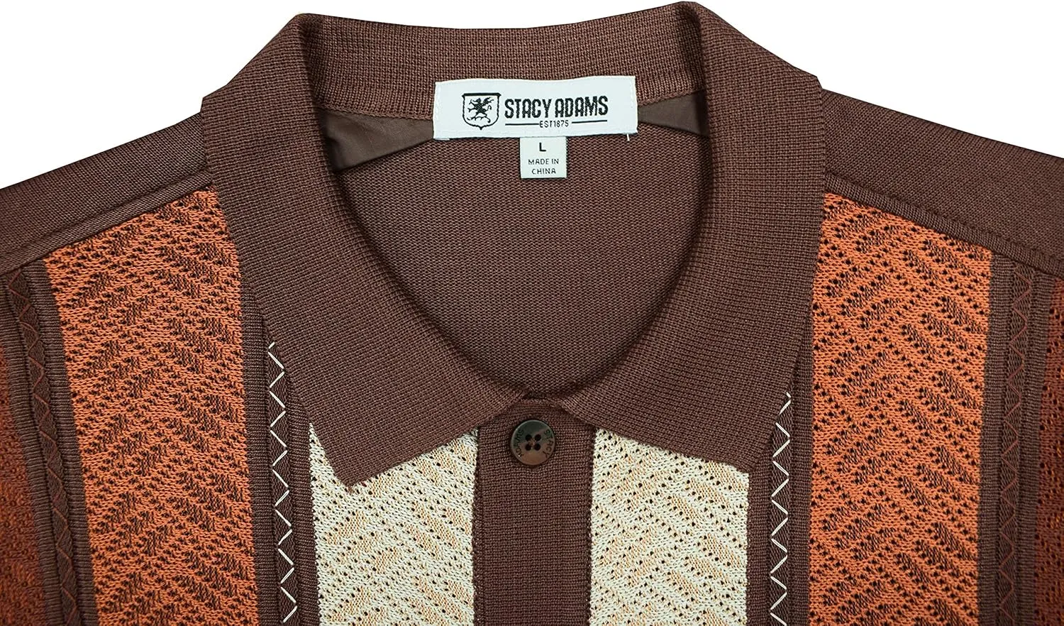 Mens Short Sleeve Knit Sports Shirt - Modern Polo Vintage Classics: Mlange Panel