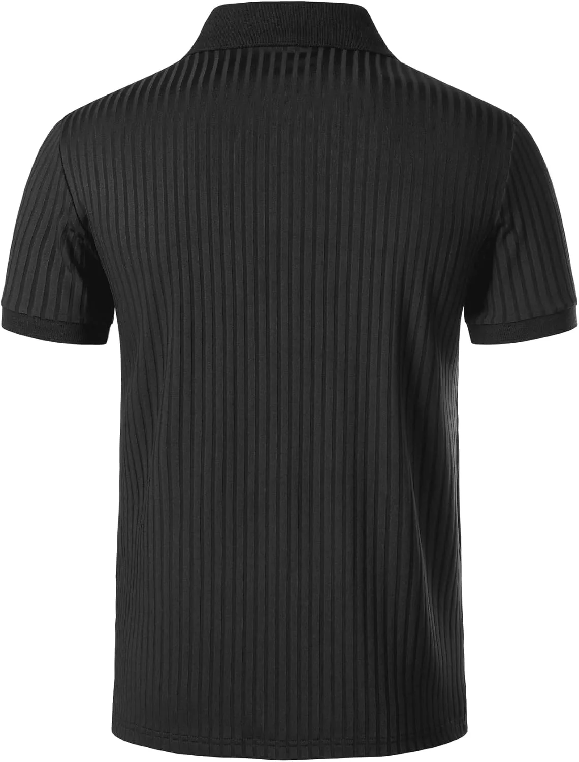 Men's Stretch Knit Slim Fit Polo Shirts Casual Short Sleeve Ribbed Collar Muscle Golf Shirt