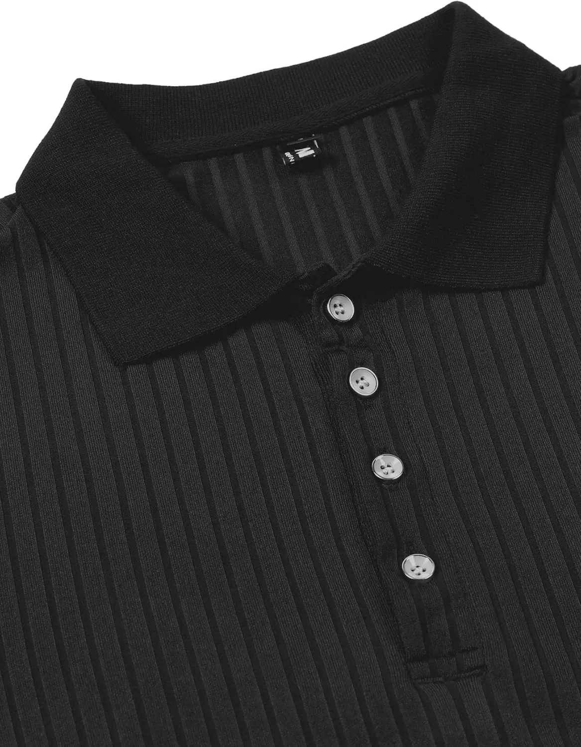 Men's Stretch Knit Slim Fit Polo Shirts Casual Short Sleeve Ribbed Collar Muscle Golf Shirt