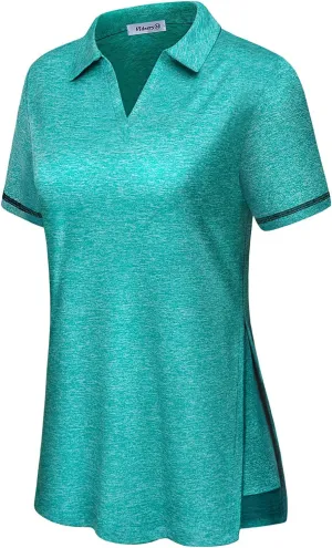 Vldnery Women's Golf Shirts Short Sleeve v Neck Loose Fit Plain Workout Tennis Polo T-Shirts
